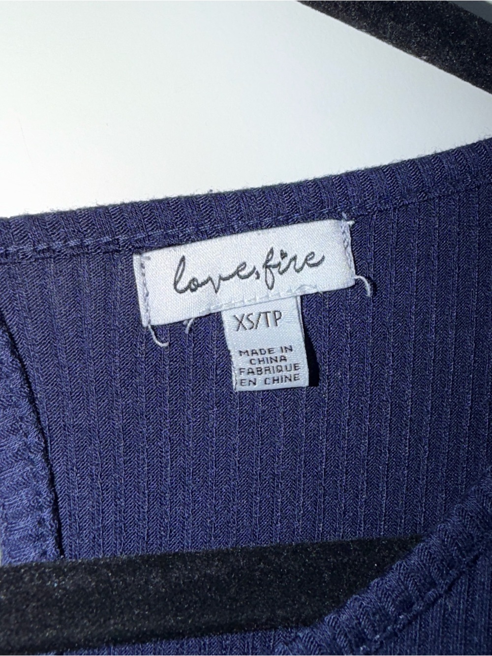 Navy Ribbed Keyhole Mini Dress - Picture 3 of 3